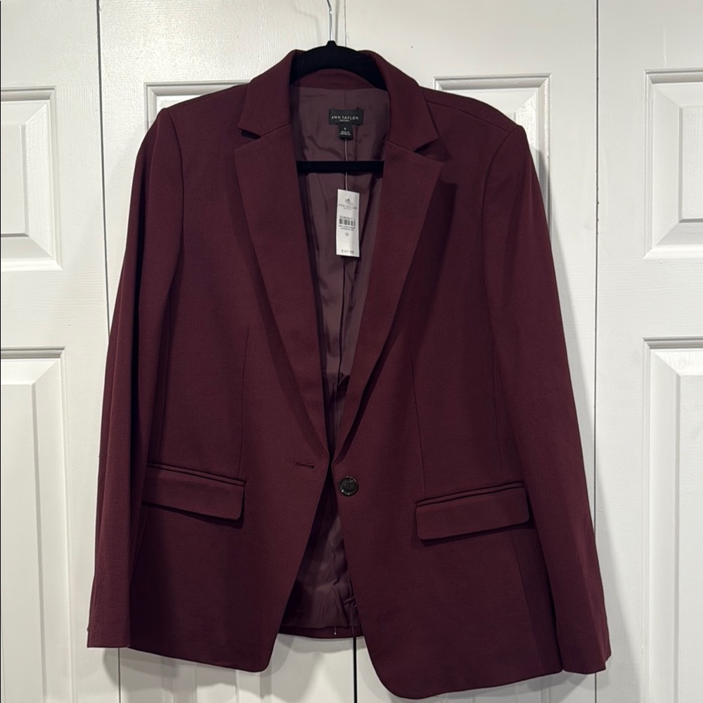 Ann Taylor Burgundy Blazer Structured Professional Style NWT